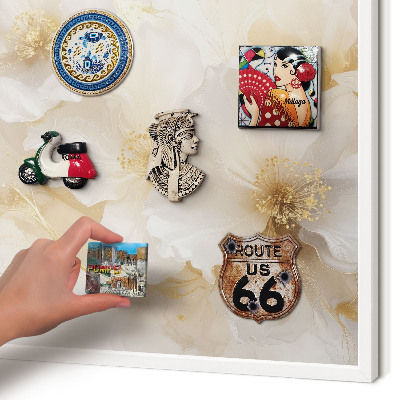 Wand-Magnettafel für Reisesouvenirs mit weißem Rahmen Pastellblumen