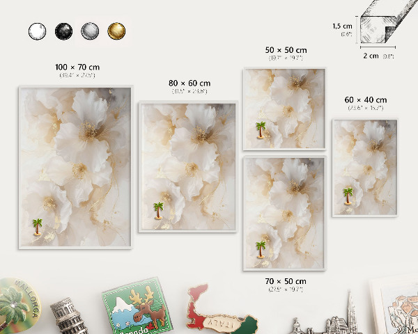 Wand-Magnettafel für Reisesouvenirs mit weißem Rahmen Pastellblumen