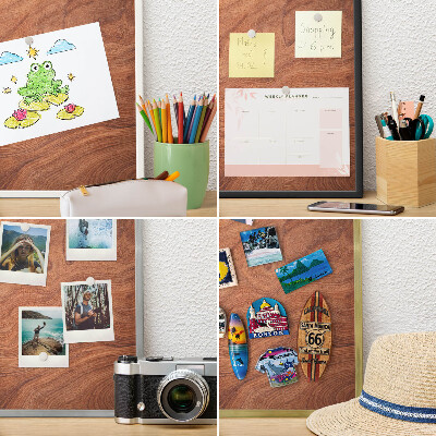 Wand-Magnettafel für Reisesouvenirs mit weißem Rahmen Holzmaserung