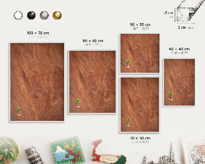 Wand-Magnettafel für Reisesouvenirs mit weißem Rahmen Holzmaserung