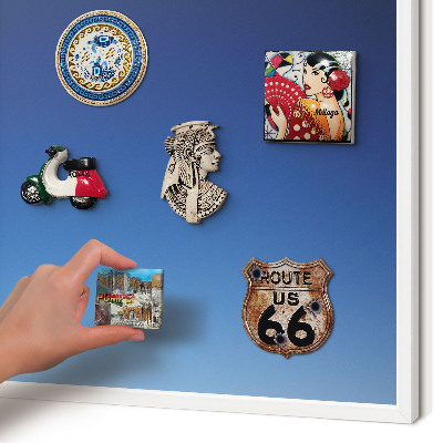 Magnettafel aus Metall für Souvenirs in weißem Rahmen Blaue Farbverläufe