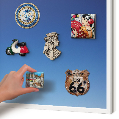Magnettafel aus Metall für Souvenirs in weißem Rahmen Blaue Farbverläufe