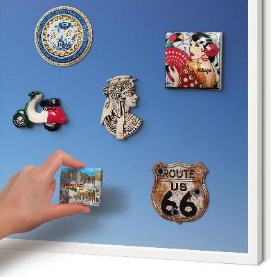 Magnettafel aus Metall für Souvenirs in weißem Rahmen Blaue Farbverläufe