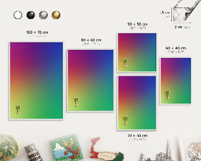 Wand-Magnettafel für Reisesouvenirs mit weißem Rahmen Regenbogenfarben