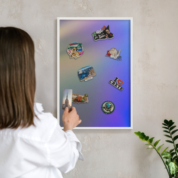 Wand-Magnettafel für Reisesouvenirs mit weißem Rahmen Feiner Farbverlauf