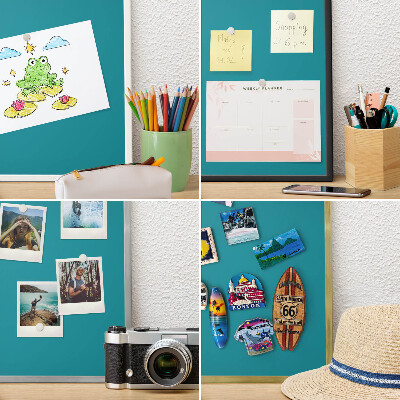 Wand-Magnettafel für Reisesouvenirs mit weißem Rahmen Kühles Türkis