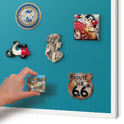Wand-Magnettafel für Reisesouvenirs mit weißem Rahmen Kühles Türkis