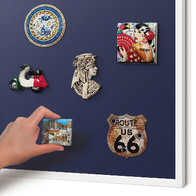 Magnettafel aus Metall für Souvenirs in weißem Rahmen Dunkelmarineblau