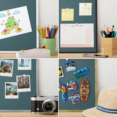 Wand-Magnettafel für Reisesouvenirs mit weißem Rahmen Dunkeltürkis