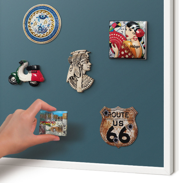 Wand-Magnettafel für Reisesouvenirs mit weißem Rahmen Dunkeltürkis