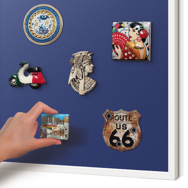 Wand-Magnettafel für Reisesouvenirs mit weißem Rahmen Leuchtendes Marineblau