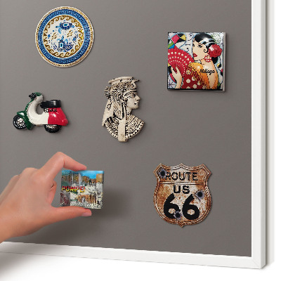 Magnettafel aus Metall für Souvenirs in weißem Rahmen Dunkelgrau