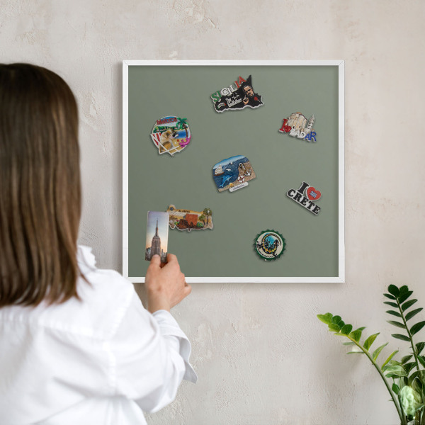 Wand-Magnettafel für Reisesouvenirs mit weißem Rahmen Dunkelgrün