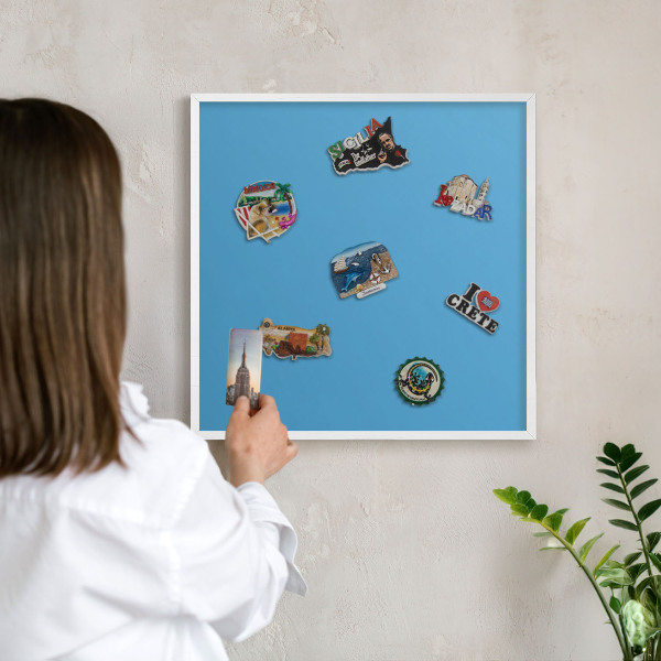 Wand-Magnettafel für Reisesouvenirs mit weißem Rahmen Blaues Wasser
