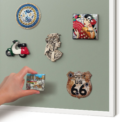 Wand-Magnettafel für Reisesouvenirs mit weißem Rahmen Salbei