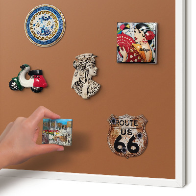 Magnettafel aus Metall für Souvenirs in weißem Rahmen Dunkelorange