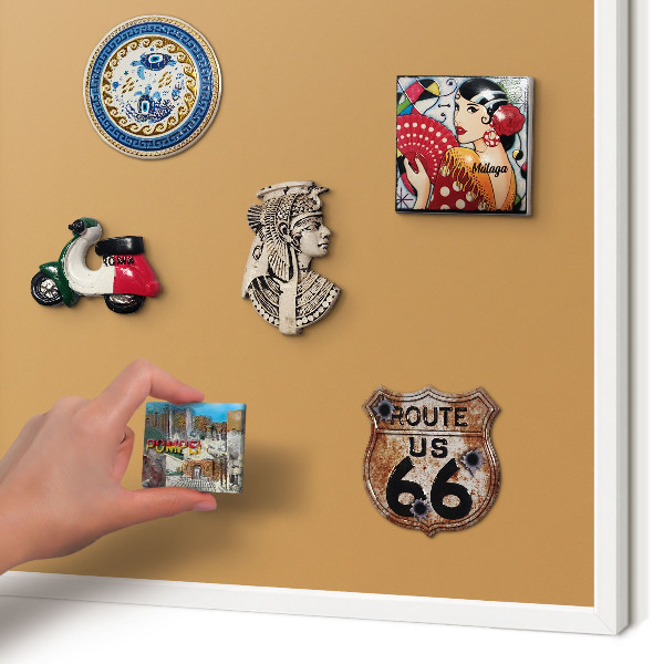 Wand-Magnettafel für Reisesouvenirs mit weißem Rahmen Mattorange