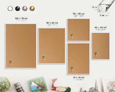 Wand-Magnettafel für Reisesouvenirs mit weißem Rahmen Mattorange