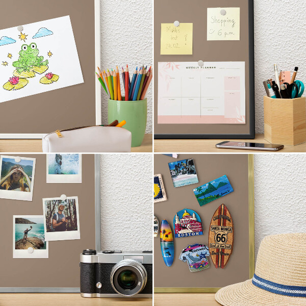 Wand-Magnettafel für Reisesouvenirs mit weißem Rahmen Neutralbraun