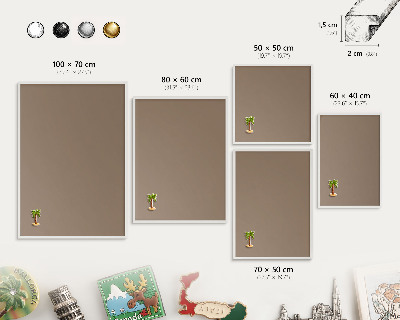 Wand-Magnettafel für Reisesouvenirs mit weißem Rahmen Neutralbraun