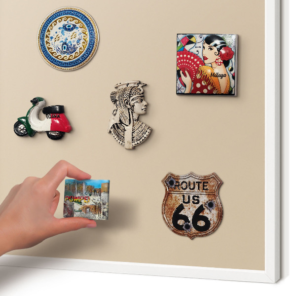 Wand-Magnettafel für Reisesouvenirs mit weißem Rahmen Beige-Orange