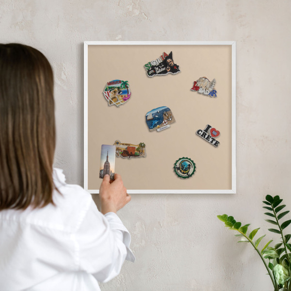 Wand-Magnettafel für Reisesouvenirs mit weißem Rahmen Beige-Orange