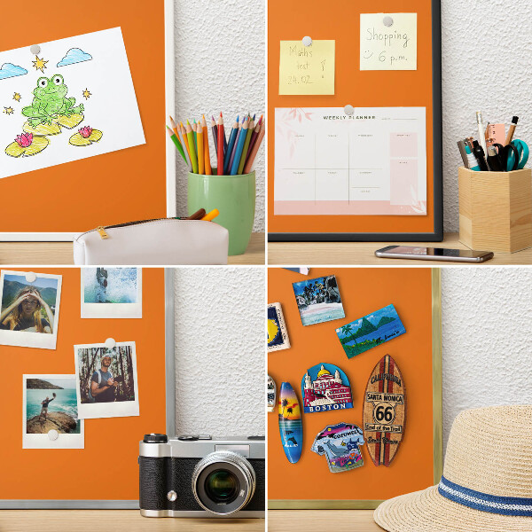 Wand-Magnettafel für Reisesouvenirs mit weißem Rahmen Kräftiges Orange