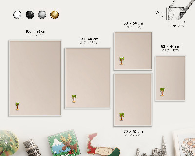 Wand-Magnettafel für Reisesouvenirs mit weißem Rahmen Warmes Beige