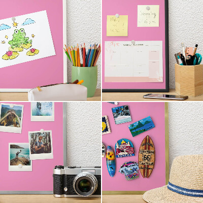 Magnettafel aus Metall für Souvenirs in weißem Rahmen Kühles Rosa