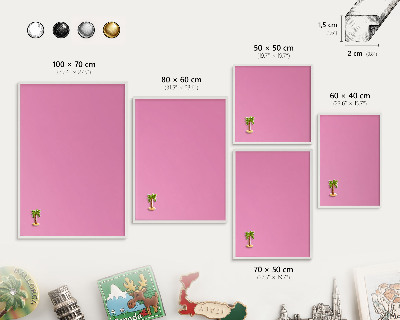 Magnettafel aus Metall für Souvenirs in weißem Rahmen Kühles Rosa