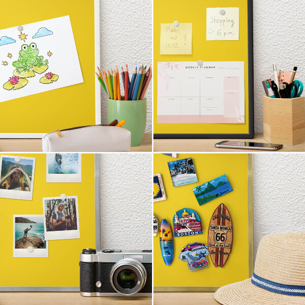 Wand-Magnettafel für Reisesouvenirs mit weißem Rahmen Intensives Gelb