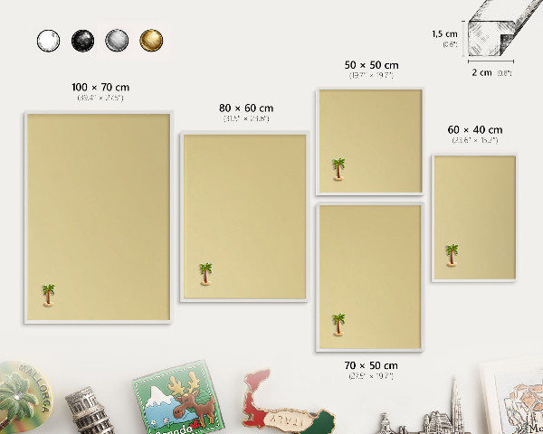 Magnettafel aus Metall für Souvenirs in weißem Rahmen Beige-gelb