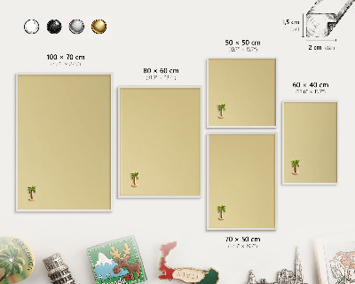 Magnettafel aus Metall für Souvenirs in weißem Rahmen Beige-gelb