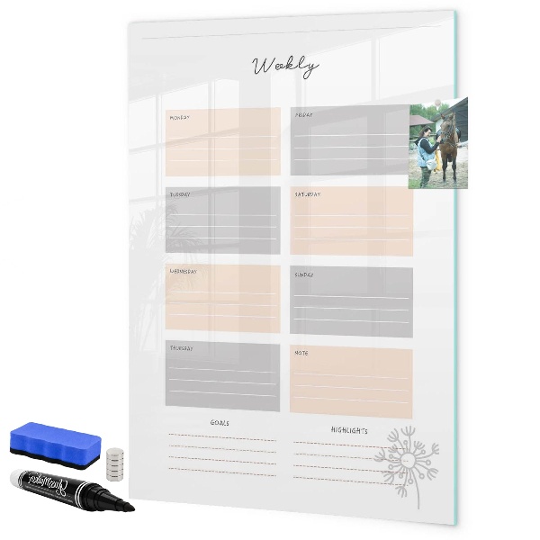 Schreib magnettafel Wochenplaner mit Platz für Fotos