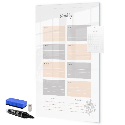 Schreib magnettafel Wochenplaner mit Platz für Fotos