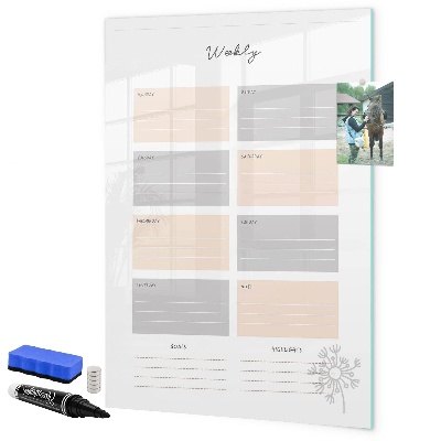 Schreib magnettafel Wochenplaner mit Platz für Fotos