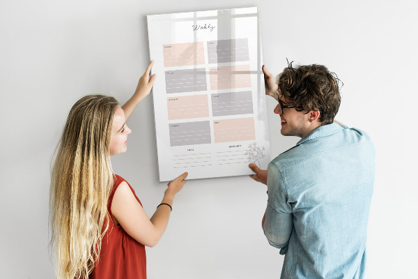 Schreib magnettafel Wochenplaner mit Platz für Fotos
