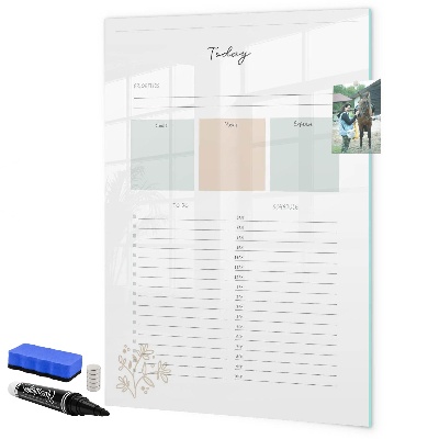 Magnettafel zum schreiben Tagesplan mit Platz für Fotos