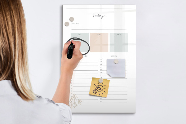 Magnettafel zum schreiben Tagesplan mit Platz für Fotos