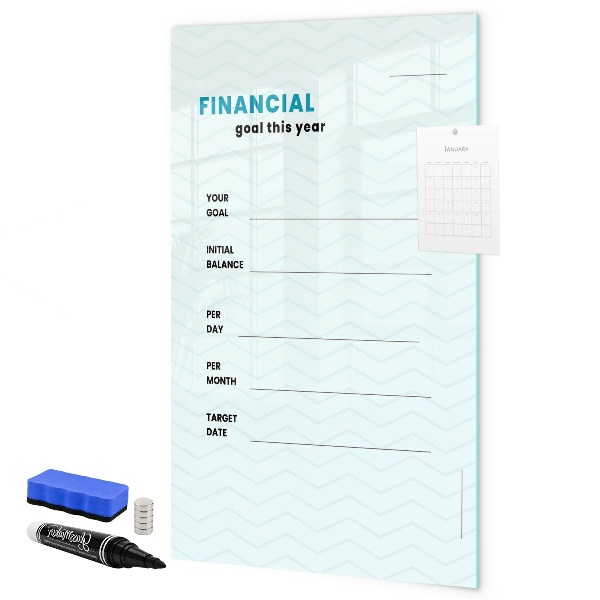 Magnettafel zum schreiben Finanzplan für dieses Jahr
