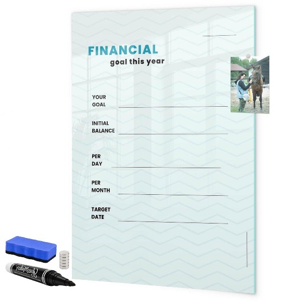 Magnettafel zum schreiben Finanzplan für dieses Jahr