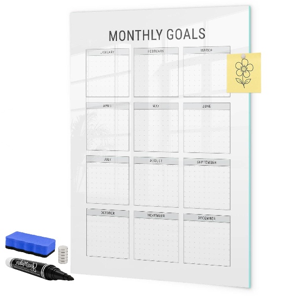 Magnettafel zum schreiben Planung monatlicher Ziele und Aufgaben