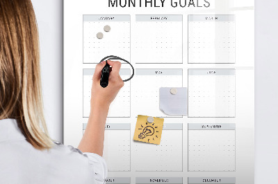 Magnettafel zum schreiben Planung monatlicher Ziele und Aufgaben