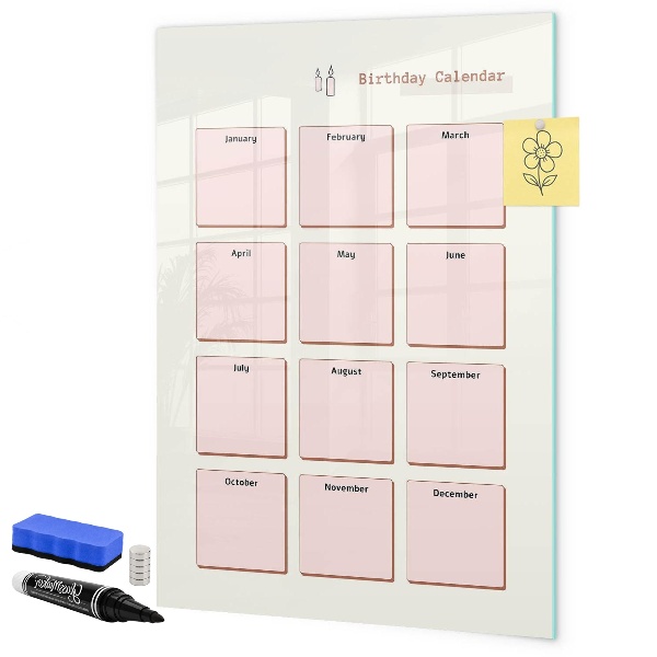 Magnettafel zum schreiben Geburtstagskalender mit Platz für Fotos
