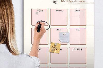 Magnettafel zum schreiben Geburtstagskalender mit Platz für Fotos
