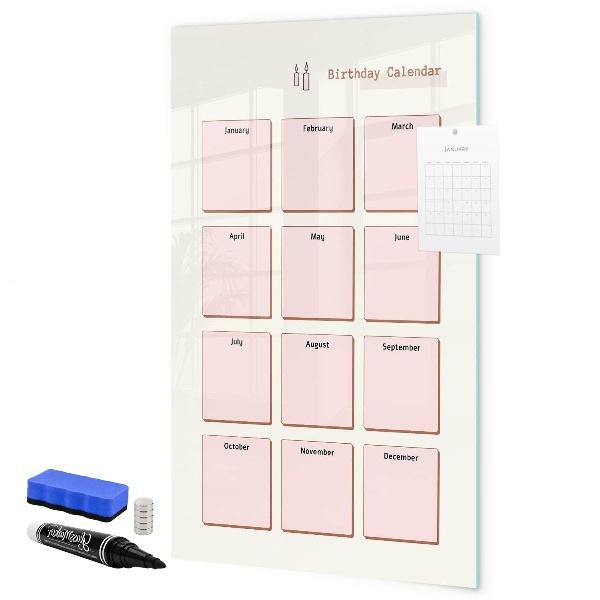 Magnettafel zum schreiben Geburtstagskalender mit Platz für Fotos