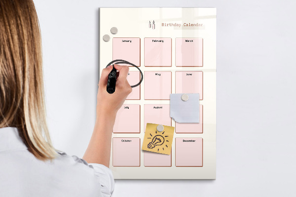 Magnettafel zum schreiben Geburtstagskalender mit Platz für Fotos