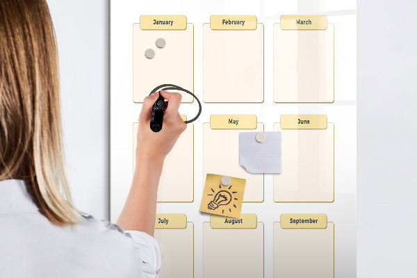 Magnettafel zum schreiben Jahreskalender zur Personalisierung