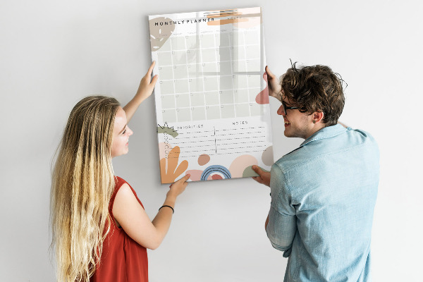 Magnettafel zum schreiben Monatsplaner mit Platz für Fotos