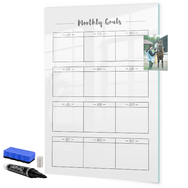Magnettafel zum schreiben Monatliche Ziele mit der Möglichkeit zur Personalisierung